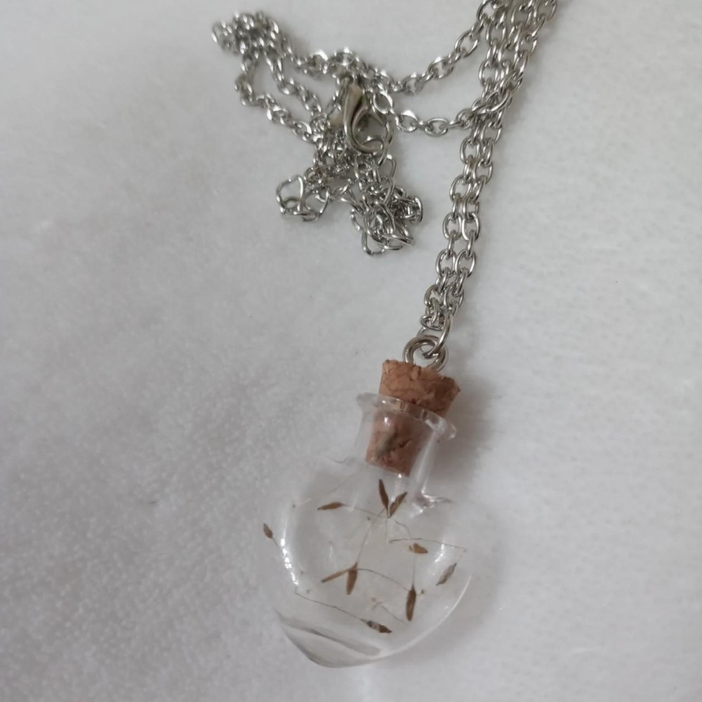 Gothic wish dandelion bottle necklace